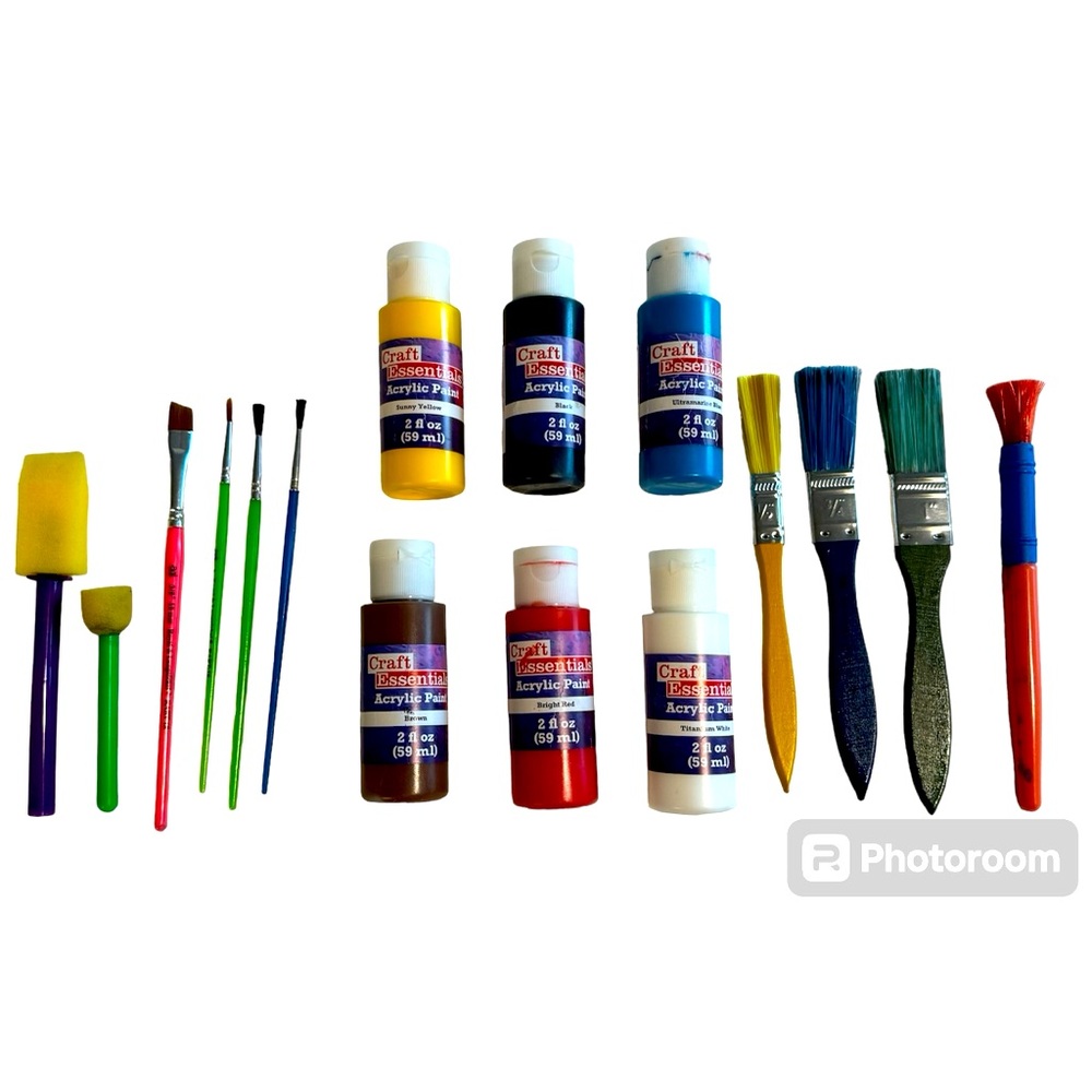 Children’s art set: 6 acrylic paints & 10 paintbrushes